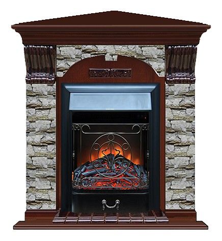 Комплект из электрокамина напольного и портала (106.5x81x98 см) Арочный Алтай угл. Majestic BL АРУ00011