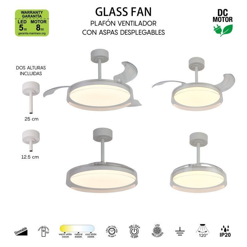 Светильник с вентилятором Mantra GLASS FAN 9525