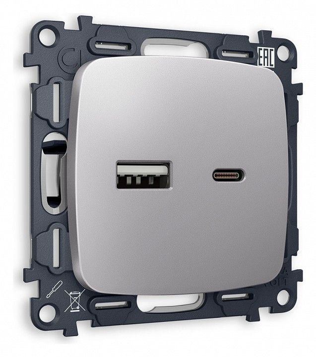 Розетка 2хUSB type A и C без рамки Ambrella Volt OMEGA MO511010