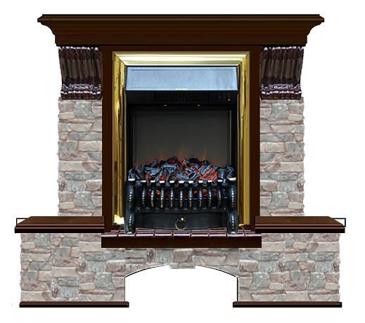 Комплект из электрокамина напольного и портала (122x40х108.5 см) Бостон К ГЦ Fobos BR БК000066