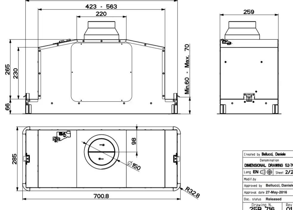 Встраиваемая вытяжка Faber IN-LIGHT EV8P X A70