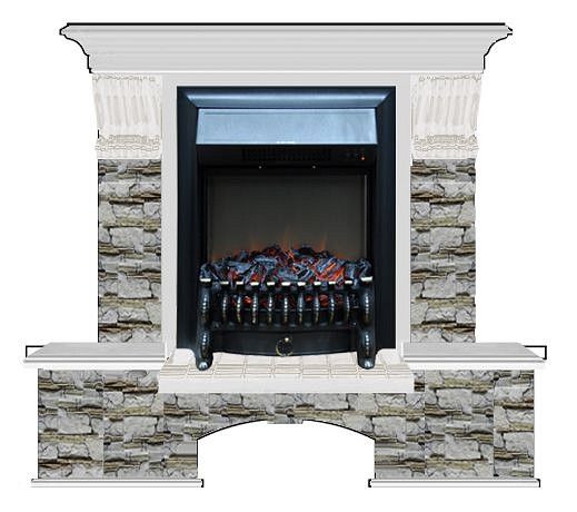 Комплект из электрокамина напольного и портала (122x40х108.5 см) Бостон К Алтай Fobos BL БК000013