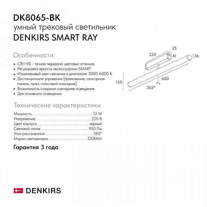 Светильник на штанге Denkirs SMART RAY DK8065-BK