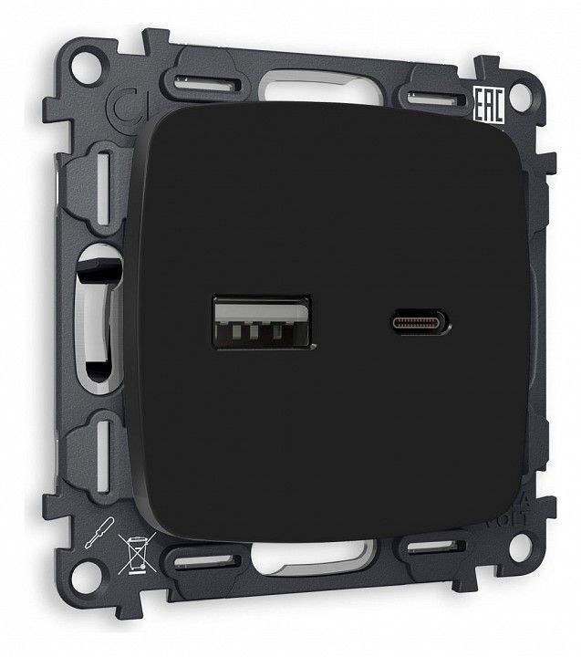 Розетка 2хUSB type A и C без рамки Ambrella Volt OMEGA MO811010
