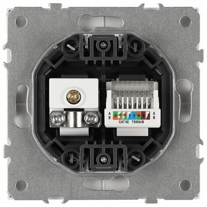 ТВ-розетка и розетка Ethernet RJ-45 без рамки Эра Galaxy 15-3110-01