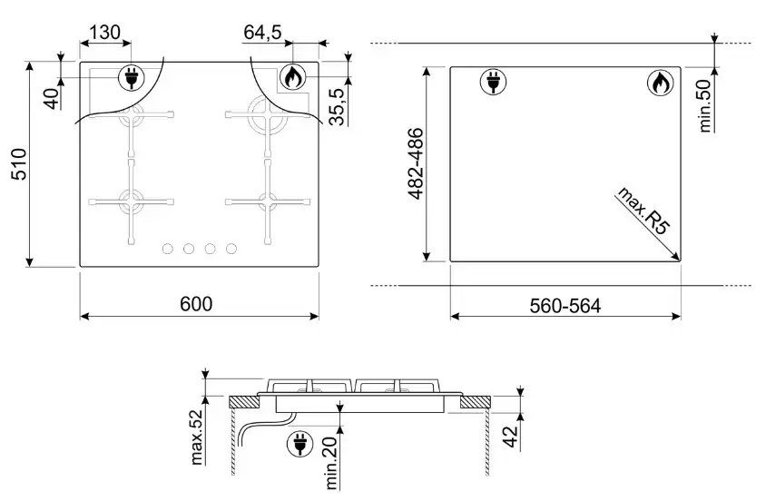 Варочная панель Smeg PV364N