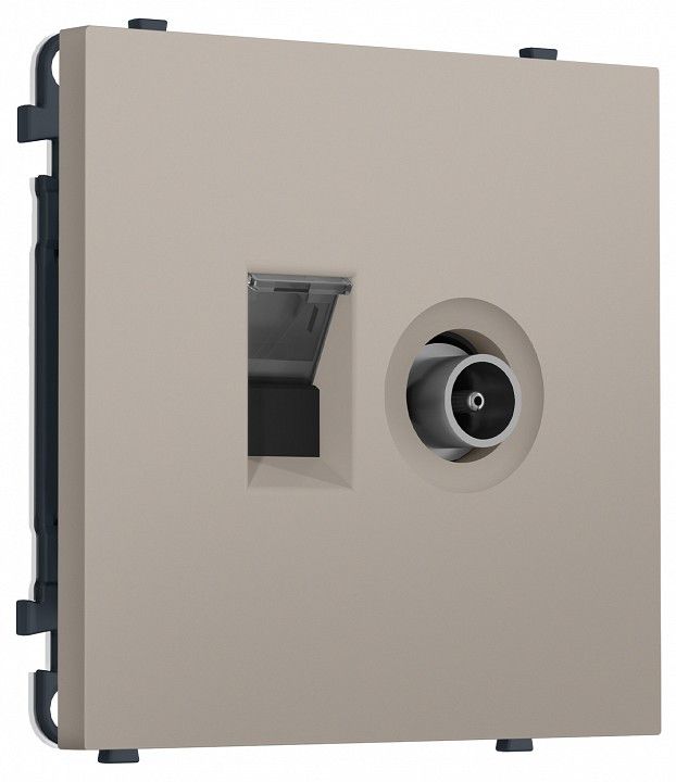ТВ-розетка оконечная и розетка Ethernet RJ-45 без рамки Ambrella Volt MS MS372510