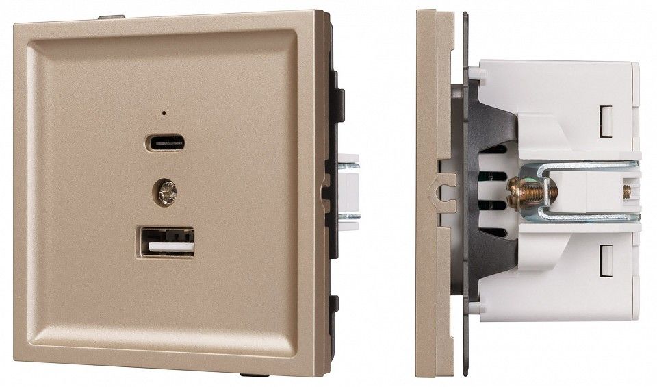 Розетка 2хUSB type A и C без рамки Arlight SCT-TENDO 054097