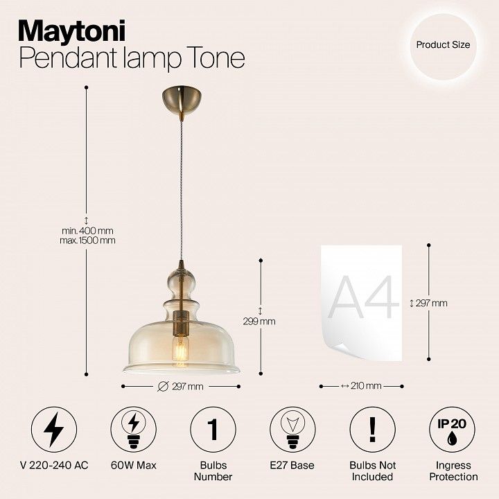Подвесной светильник Maytoni Тон P001PL-01BZ