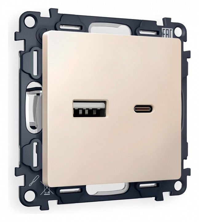 Розетка 2хUSB type A и C без рамки Ambrella Volt ALFA MA331010