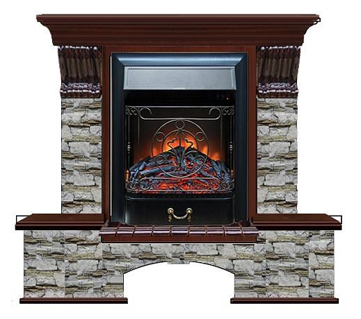 Комплект из электрокамина напольного и портала (122x40х108.5 см) Бостон К Алтай Majestic BL БК000011
