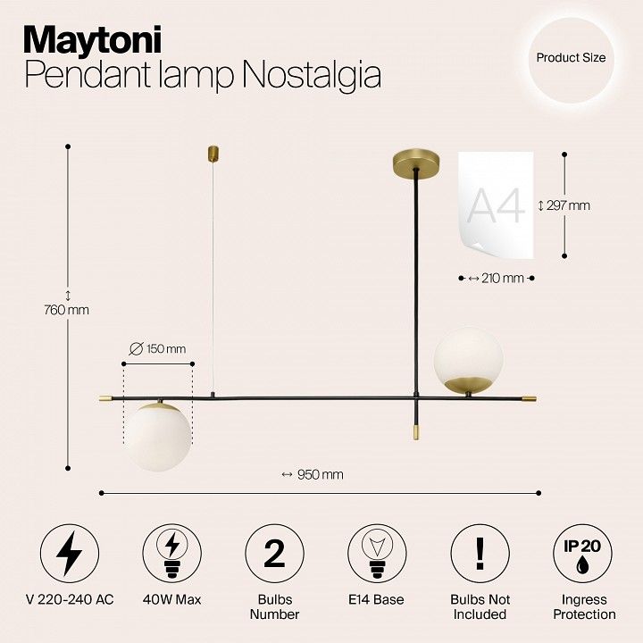 Подвесной светильник Maytoni Ностальгия MOD048PL-02G