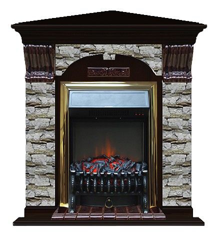 Комплект из электрокамина напольного и портала (106.5x81x98 см) Арочный Алтай угл. Fobos BR АРУ00002