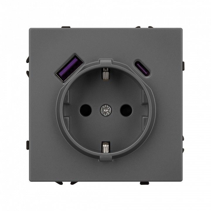 Розетка с заземлением и со шторкой и 2хUSB type A и C, без рамки Arlight NOBE 054287(1)