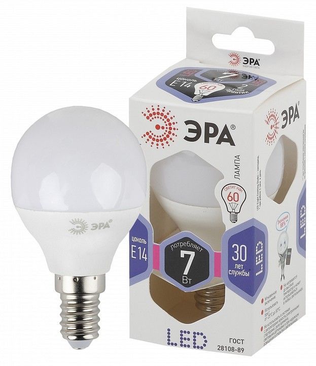 Лампа светодиодная Эра Стандарт E14 7Вт 6000K LED P45-7W-860-E14