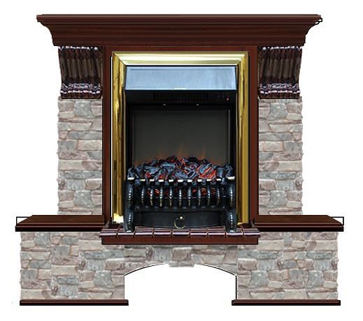 Комплект из электрокамина напольного и портала (122x40х108.5 см) Бостон К ГЦ Fobos BR БК000070