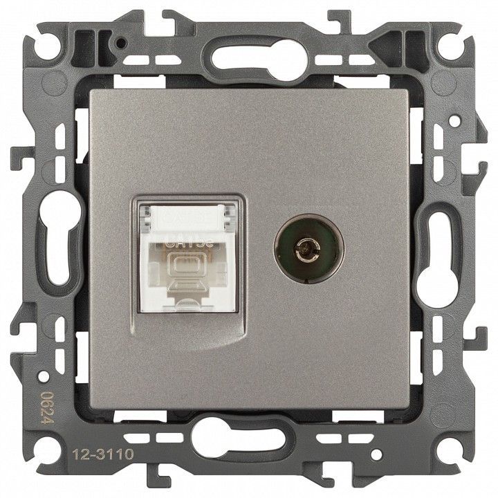 ТВ-розетка и розетка Ethernet RJ-45 без рамки Эра Эра 12 12-3110-16