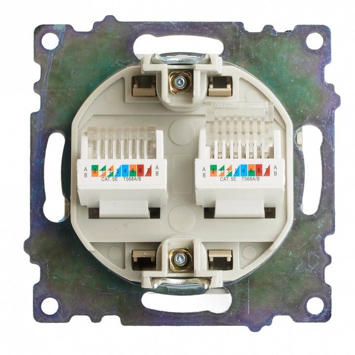 Розетка двойная Ethernet RJ-45 без рамки Stekker Катрин 50009