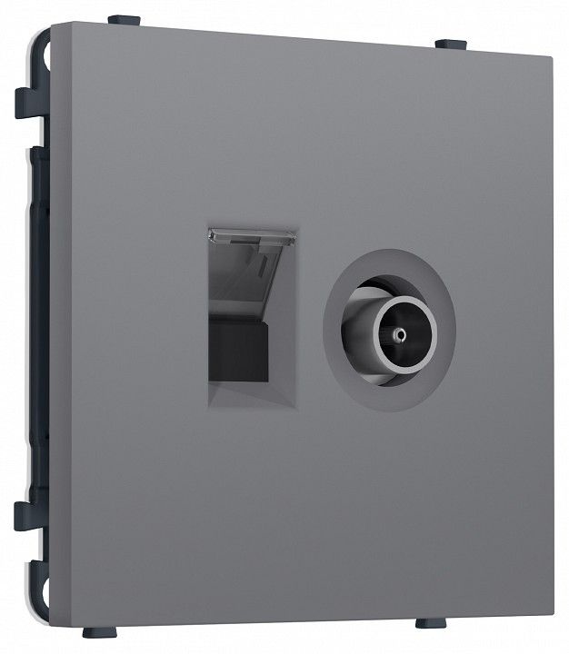 ТВ-розетка оконечная и розетка Ethernet RJ-45 без рамки Ambrella Volt MS MS872510