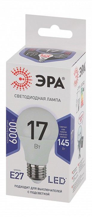 Лампа светодиодная Эра Стандарт E27 17Вт 6000K LED A60-17W-860-E27