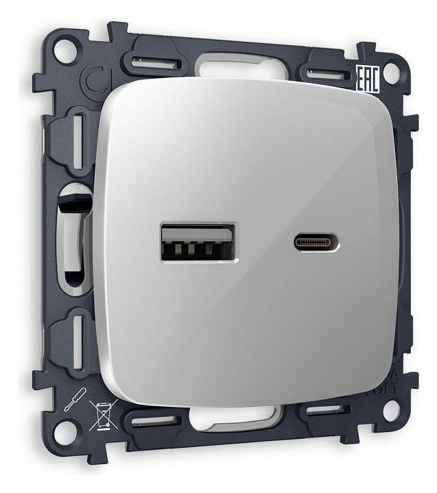 Розетка 2хUSB type A и C без рамки Ambrella Volt OMEGA MO411010