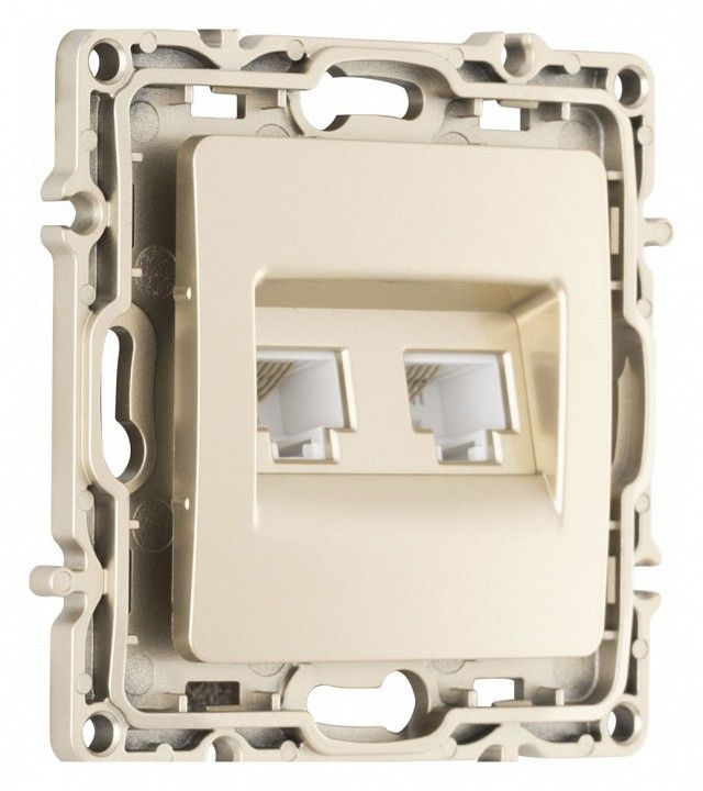 Розетка двойная RJ-11 и Ethernet RJ-45, без рамки Arte Milano am-217 217.44-1.shampan