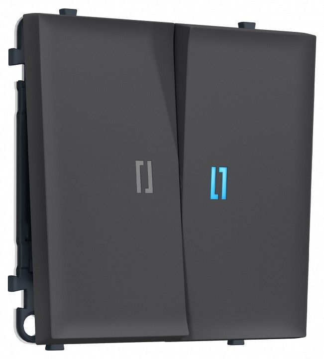Выключатель проходной двухклавишный с подсветкой без рамки Ambrella Volt MS MS904040