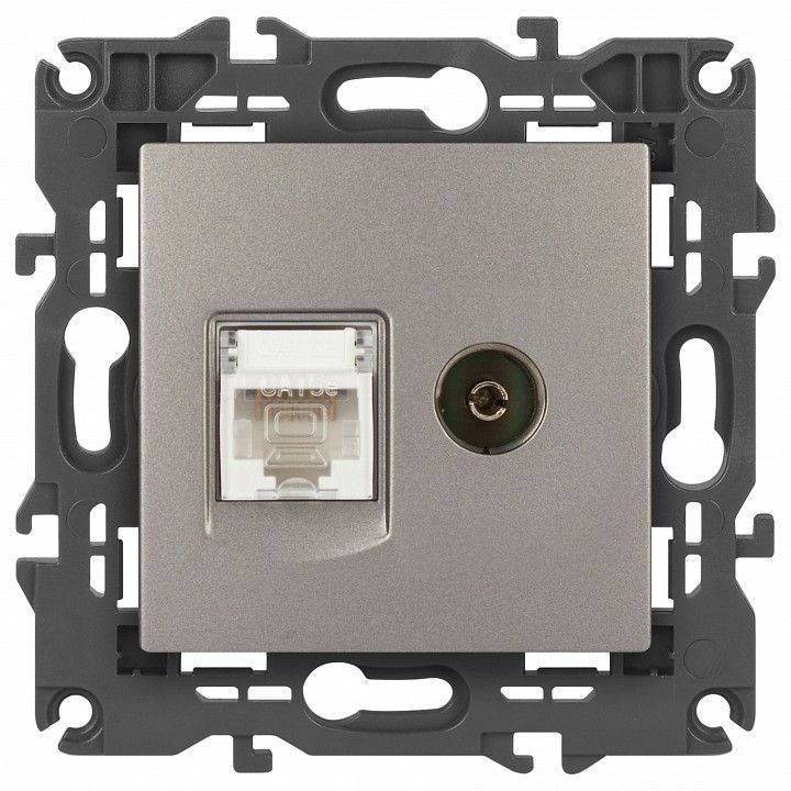 ТВ-розетка и розетка Ethernet RJ-45 без рамки Эра Эра Elegance 14-3110-16