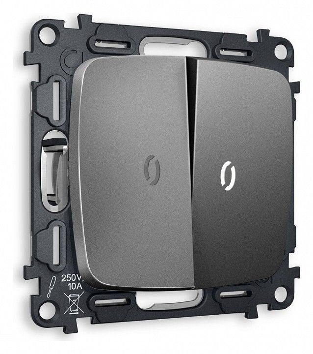 Выключатель двухклавишный с подсветкой без рамки Ambrella Volt OMEGA MO654015