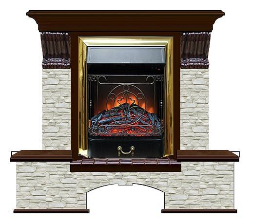 Комплект из электрокамина напольного и портала (122x40х108.5 см) Бостон К ГО Majestic BR БК000048