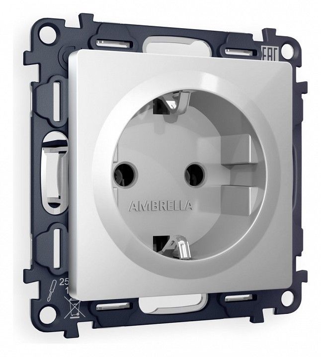 Розетка с заземлением, без рамки Ambrella Volt ALFA MA406010