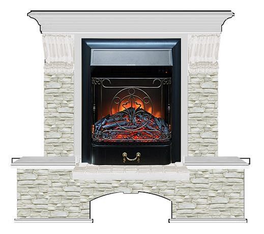 Комплект из электрокамина напольного и портала (122x40х108.5 см) Бостон К ГО Majestic BL БК000055