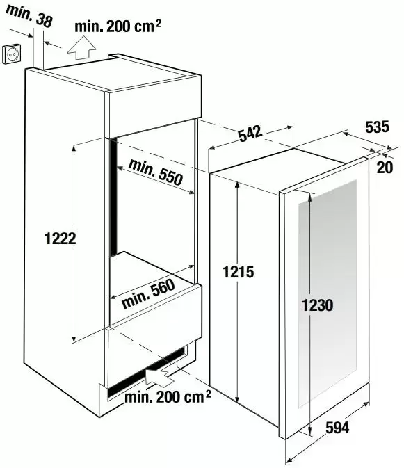 Встраиваемый холодильник для охлаждения вина Kuppersbusch FWK 4800.0 S8