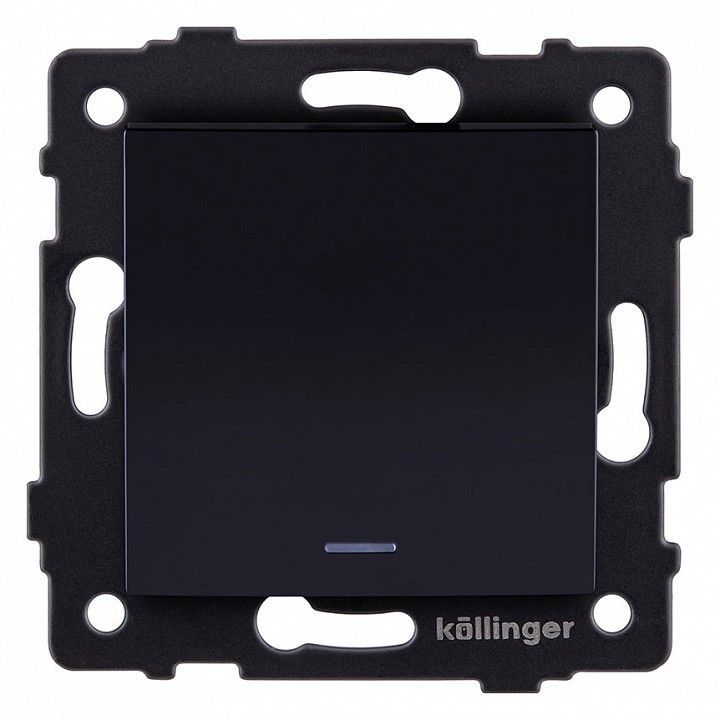 Выключатель проходной одноклавишный с подсветкой без рамки Kollinger  REA-R-004BK