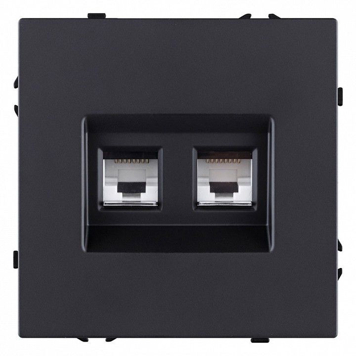 Розетка двойная Ethernet RJ-45 и со шторками, без рамки Kollinger Eclipse EC-018BK