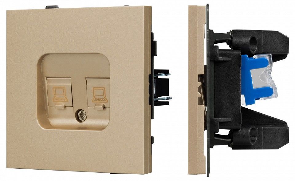 Розетка двойная Ethernet RJ-45 и со шторками, без рамки Arlight SCT-TENDO 054596