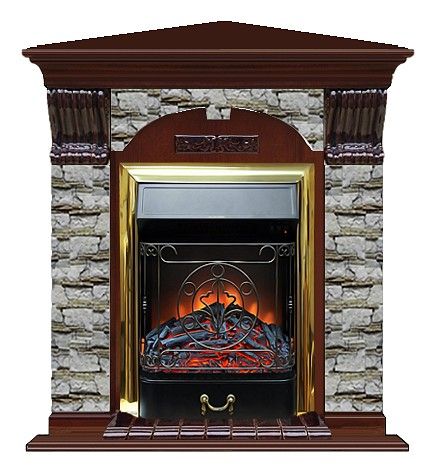 Комплект из электрокамина напольного и портала (106.5x81x98 см) Арочный Алтай угл. Majestic BR АРУ00012