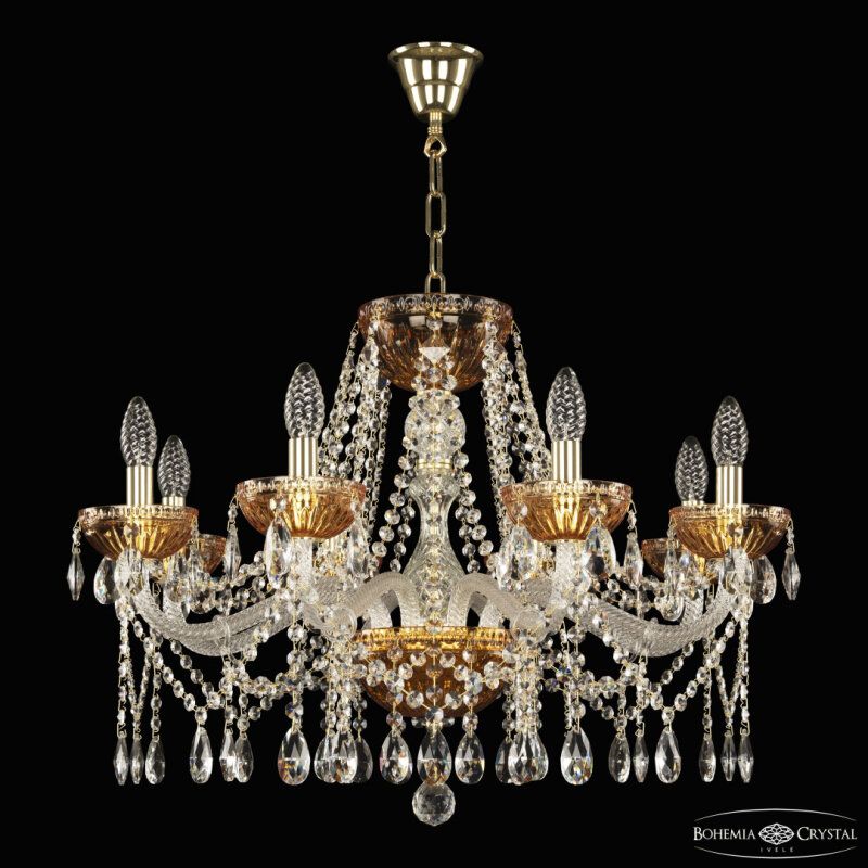 Подвесная люстра Bohemia Ivele Crystal 5413 5413/8/240 G Amber/M-1G
