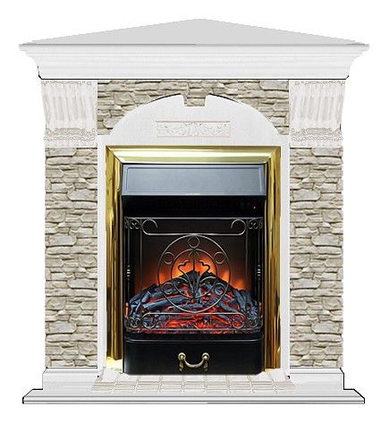 Комплект из электрокамина напольного и портала (106.5x81x98 см) Арочный ГО угл. Majestic BR АРУ00060