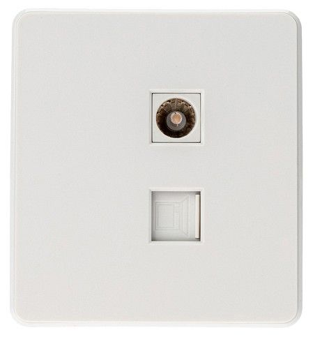 ТВ-розетка и розетка Ethernet RJ-45 без рамки Kranz ROUND KR-78-0722-1