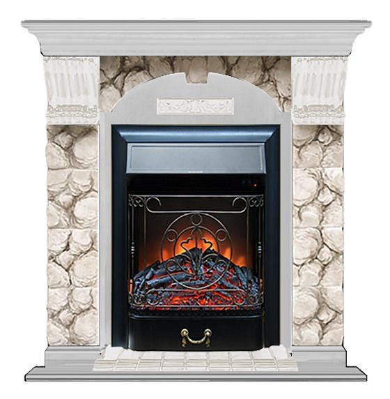 Комплект из электрокамина напольного и портала (106.5x36.5x98 см) Арочный Карелия Majestic BL АР000095