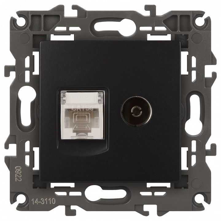 ТВ-розетка и розетка Ethernet RJ-45 без рамки Эра Эра Elegance 14-3110-05
