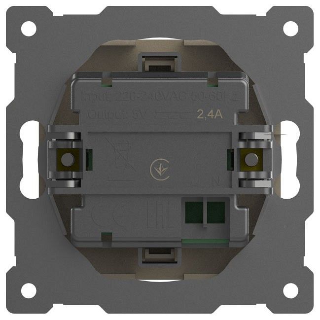 Розетка 2хUSB type A без рамки Elbi Eleсtriс Zena Vega 609-012500-143