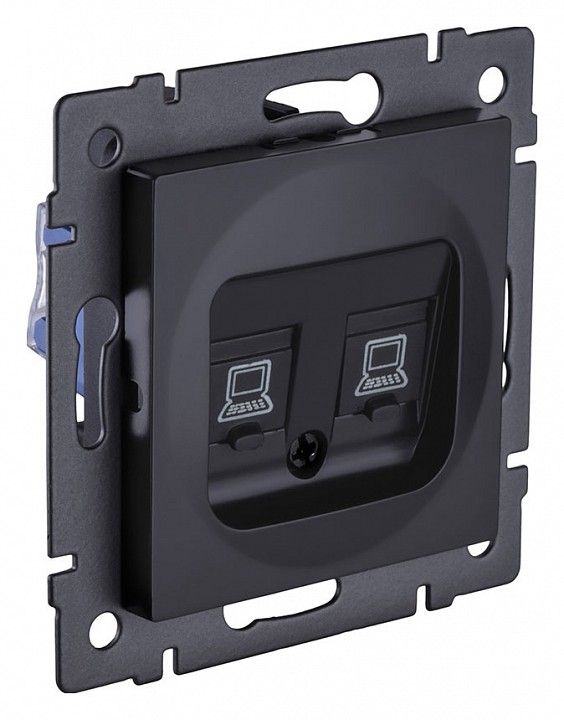 Розетка двойная Ethernet RJ-45 и со шторками, без рамки Kollinger  REA-019BM