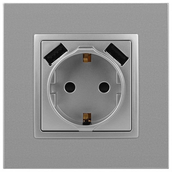 Розетка с заземлением и со шторкой и 2хUSB, без рамки Эра Эра Elegance 14-4109-03