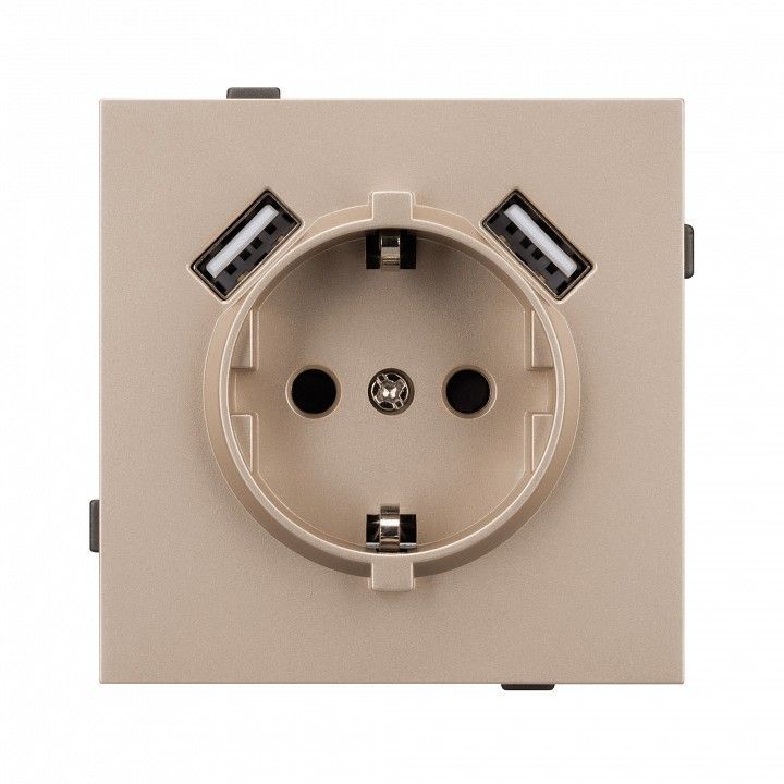 Розетка с заземлением и 2хUSB type A, без рамки Arlight SCT-TENDO 054085