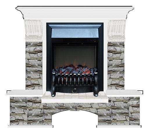 Комплект из электрокамина напольного и портала (122x40х108.5 см) Бостон К Алтай Fobos BL БК000017