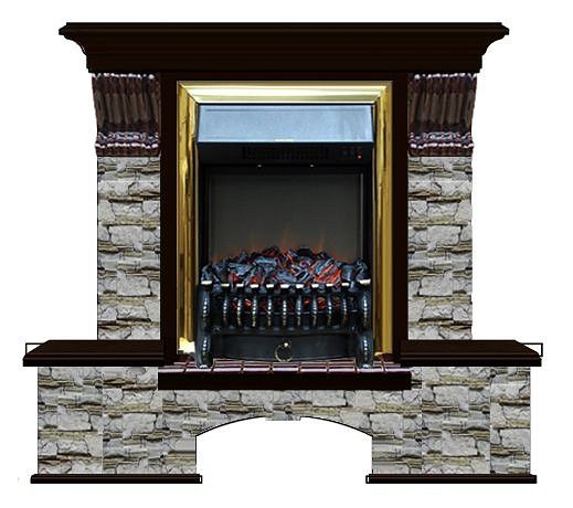 Комплект из электрокамина напольного и портала (122x40х108.5 см) Бостон К Алтай Fobos BR БК000002