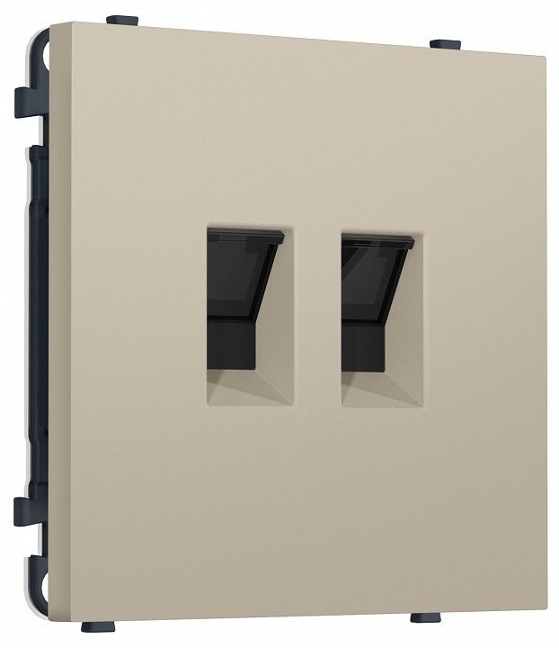 Розетка двойная Ethernet RJ-45 и со шторками, без рамки Ambrella Volt MS MS352110