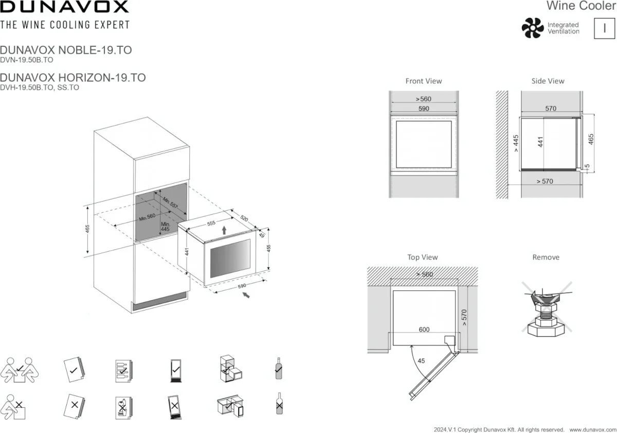 Встраиваемый винный шкаф Dunavox DVH-19.50MB.TO